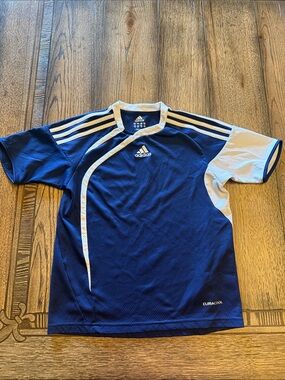 adidas Blue & White Kids' ClimaCool Soccer Jersey